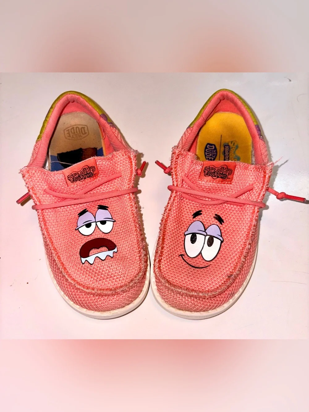 Hey Dude Kids Coral Pink Patrick Star Slip-On Sneakers